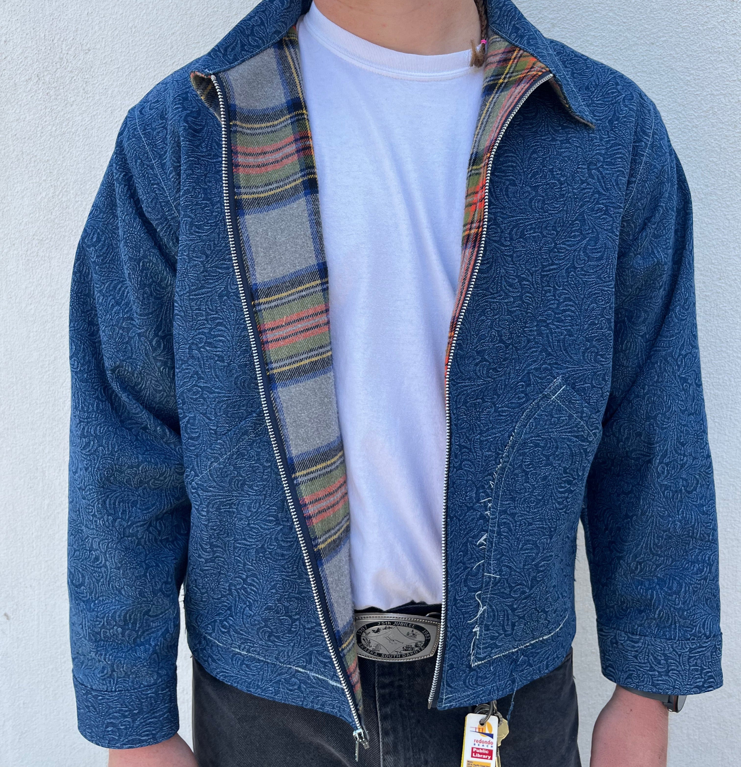 FLORAL DENIM JACKET - L