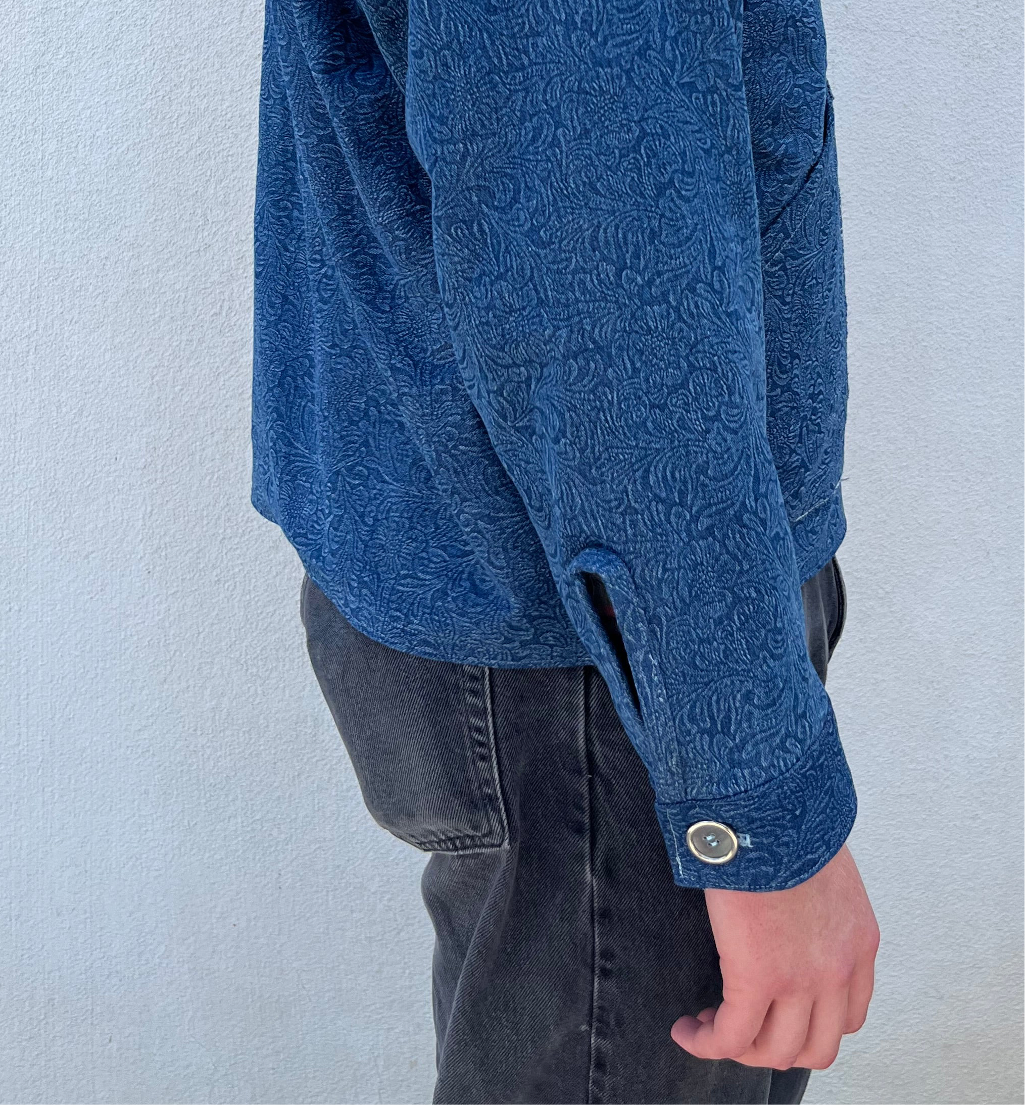 FLORAL DENIM JACKET - L